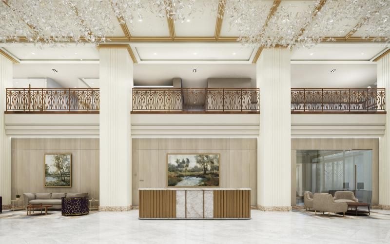 well-lit apartment foyer