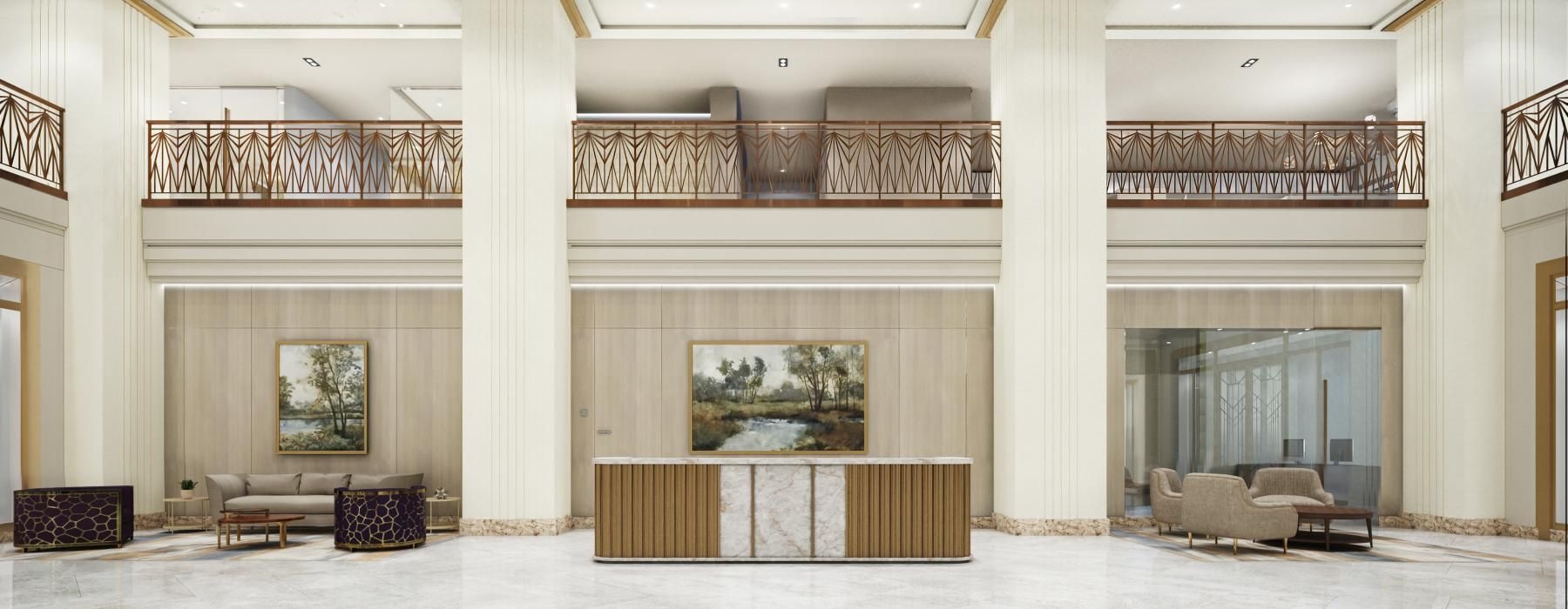 well-lit apartment foyer